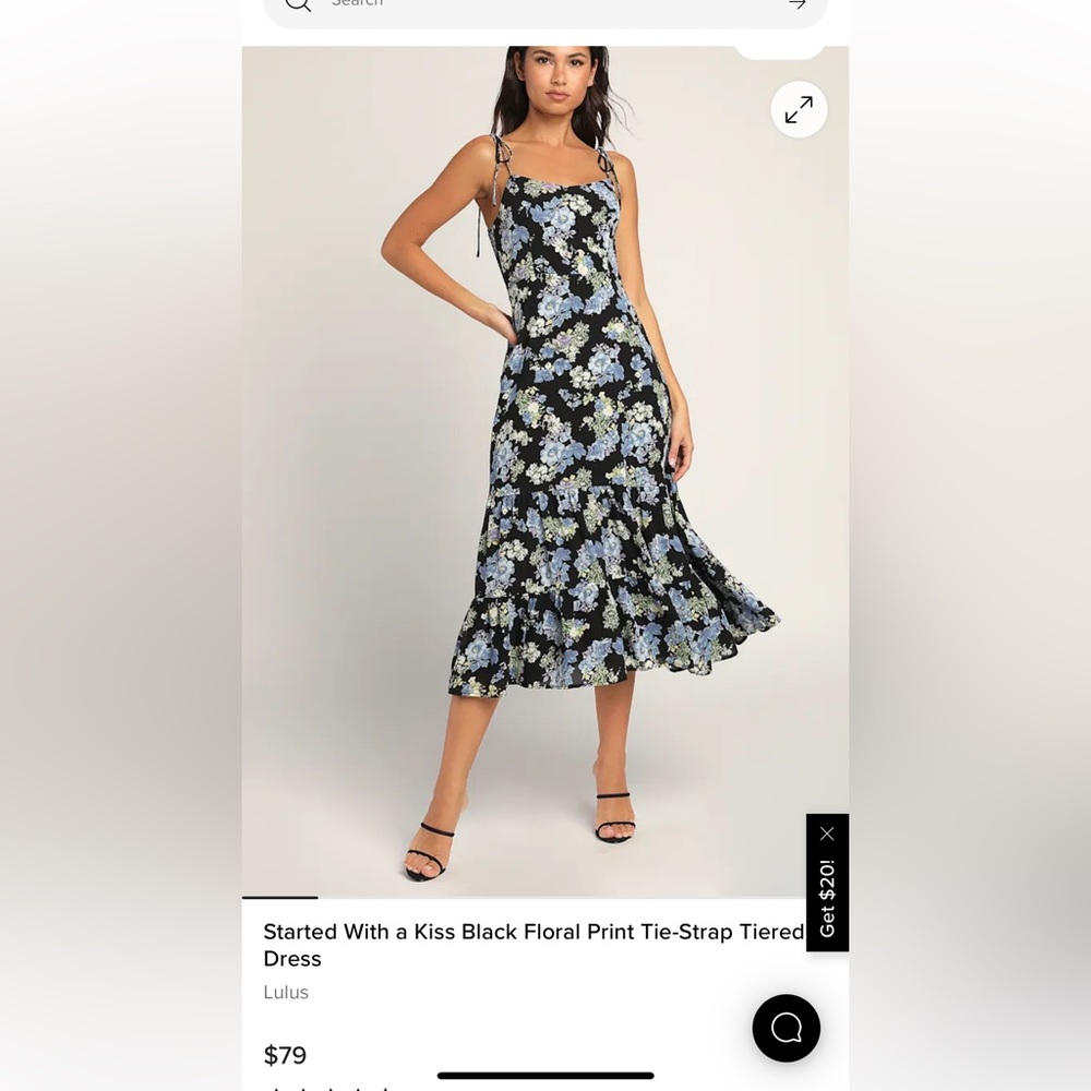 Lulu's Black and Blue Floral Midi Dress